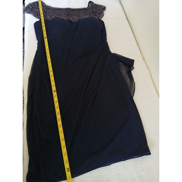 XSCAPE Womens Dress Dark Blue Navy part Riches beaded Zipper‎ Size 14 Cocktail - Picture 12 of 16